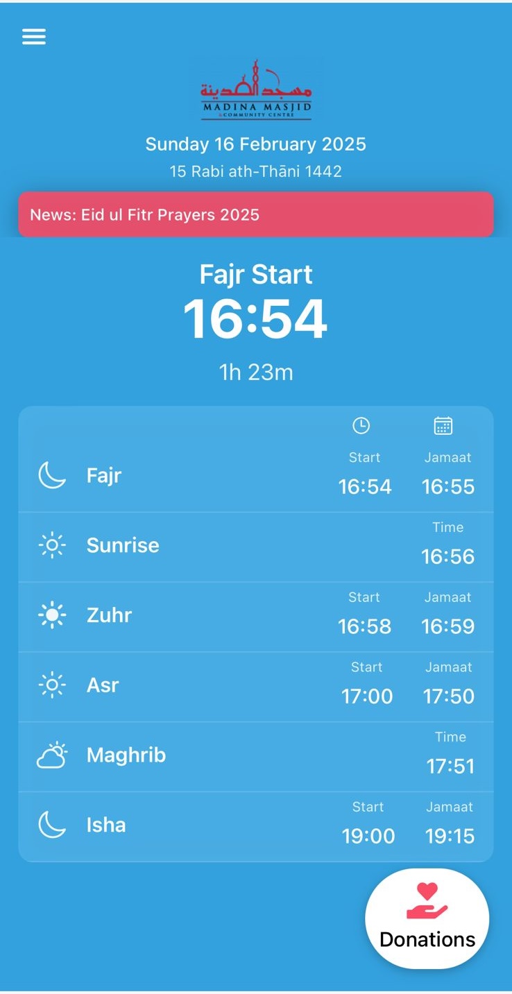 Masjid Timetable